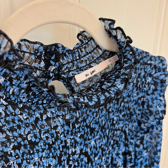 Floral Ruffle Smocked Mock-Neck Shift Dress Long Sleeve size Medium - Picture 3 of 3